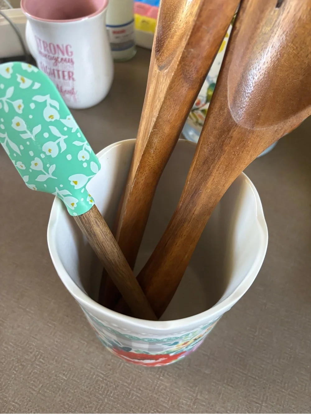 The Pioneer Woman Floral Ceramic Utensil Crock in Red, Blue & Teal